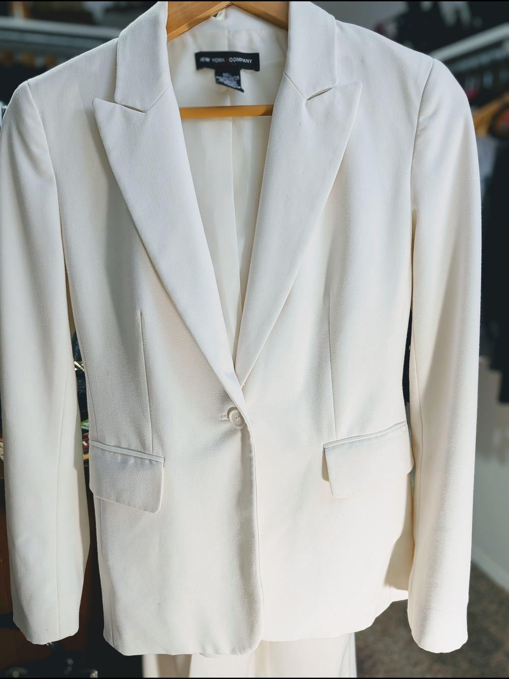 VINTAGE 2006 Elegant White Women's Blazer and Wide-Leg Trousers Set - Picture 2 of 8